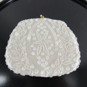 ivory beaded/sequined clutch